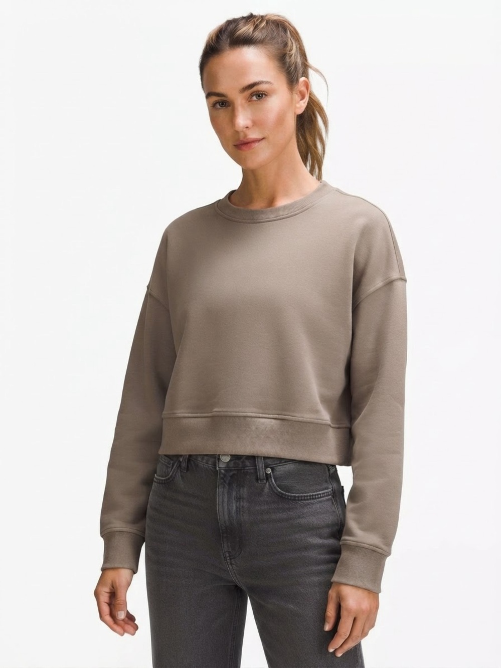 La Miel Cropped Crewneck Sweatshirt Chocolate